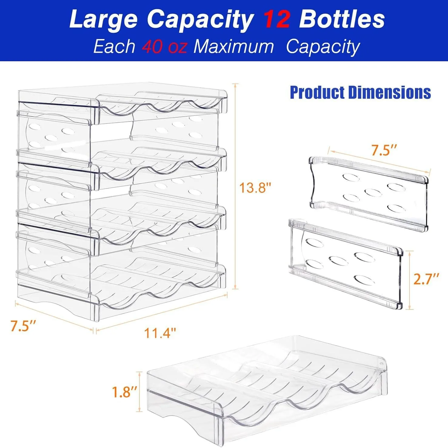 Hot Sale Cabinet Water Bottle Refrigerator Organizer Removable Wine Rack for Cabinets Kitchen Pantry and Locker Organizer
