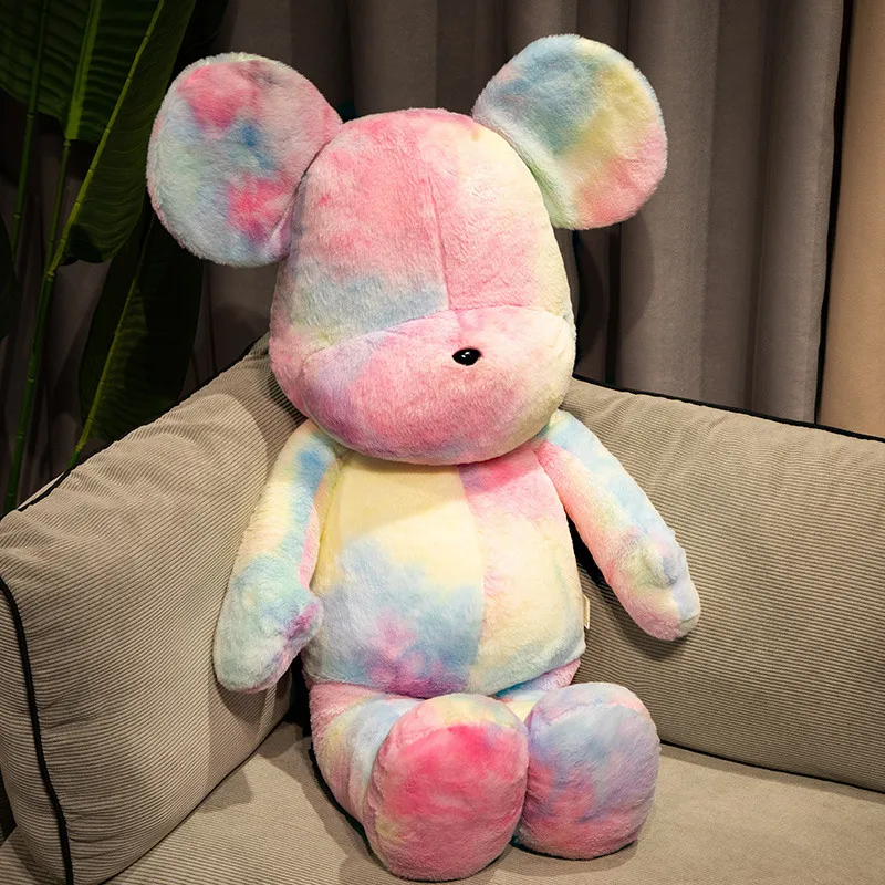 Candy Violence Colorful Fashion Play Bear Plush Toys Tie Dye Rainbow Doll Plush Toys Throw Pillow Birthday Lover