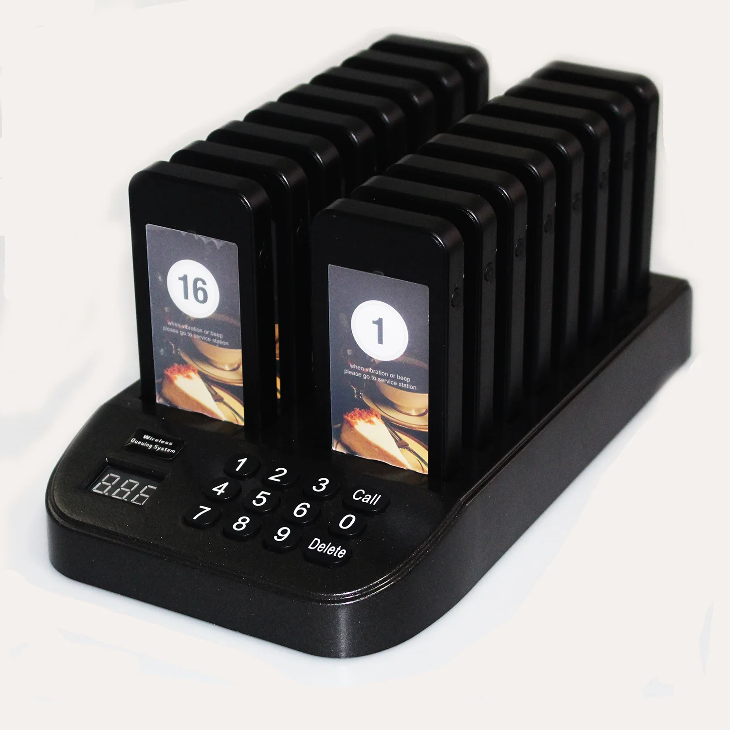 Высокочувствительный пейджер для ресторана Беспроводная подставка очереди с 16