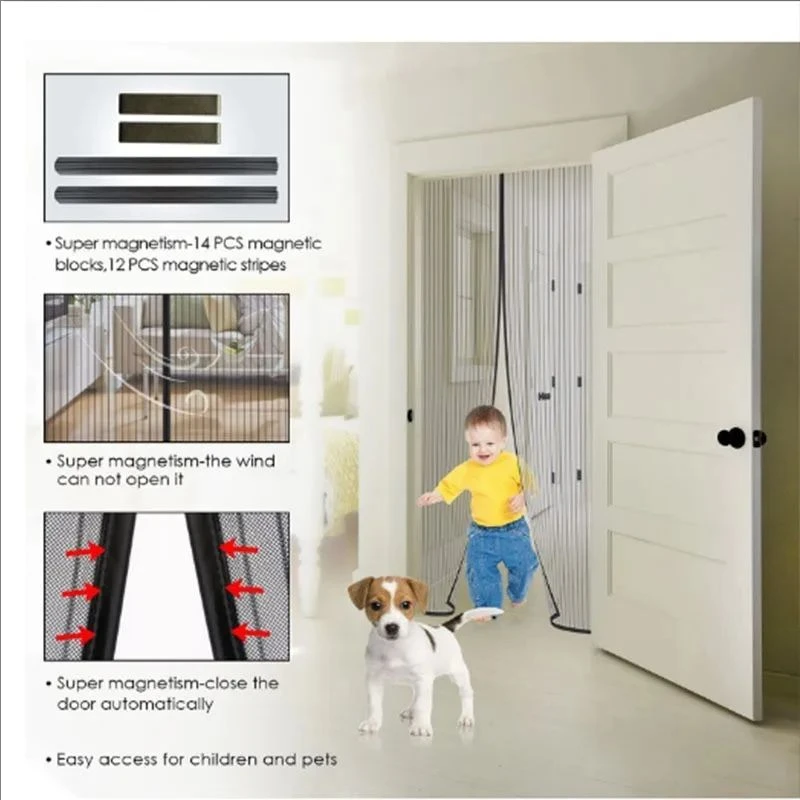 2024 New Magnetic Screen Door Curtain Anti-Mosquito Net Fly Insect Screen Mesh Automatic Closing 5 Size Easy Installation