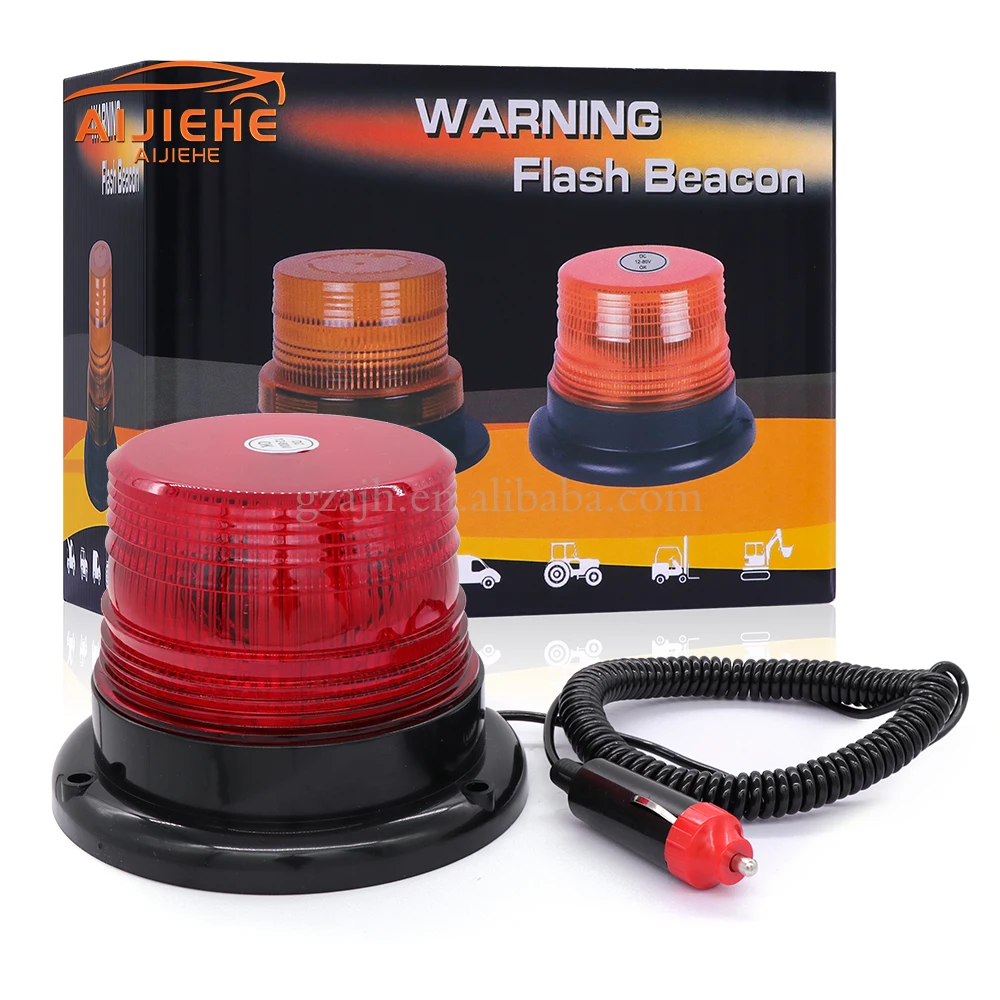 12-24V Flashing Warning Lights 12 LEDs Amber Magnetic Suction Ceiling Project Truck Signal Lights Forklift Strobe Beacon Lights