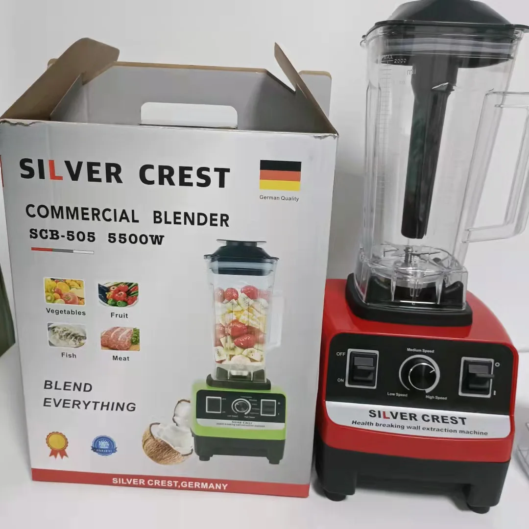 SC-1589 2 в 1 серебряный крест блендер 2L 5500W Большой мощный смузи большой коммерческий с сухой шлифовальная чаша