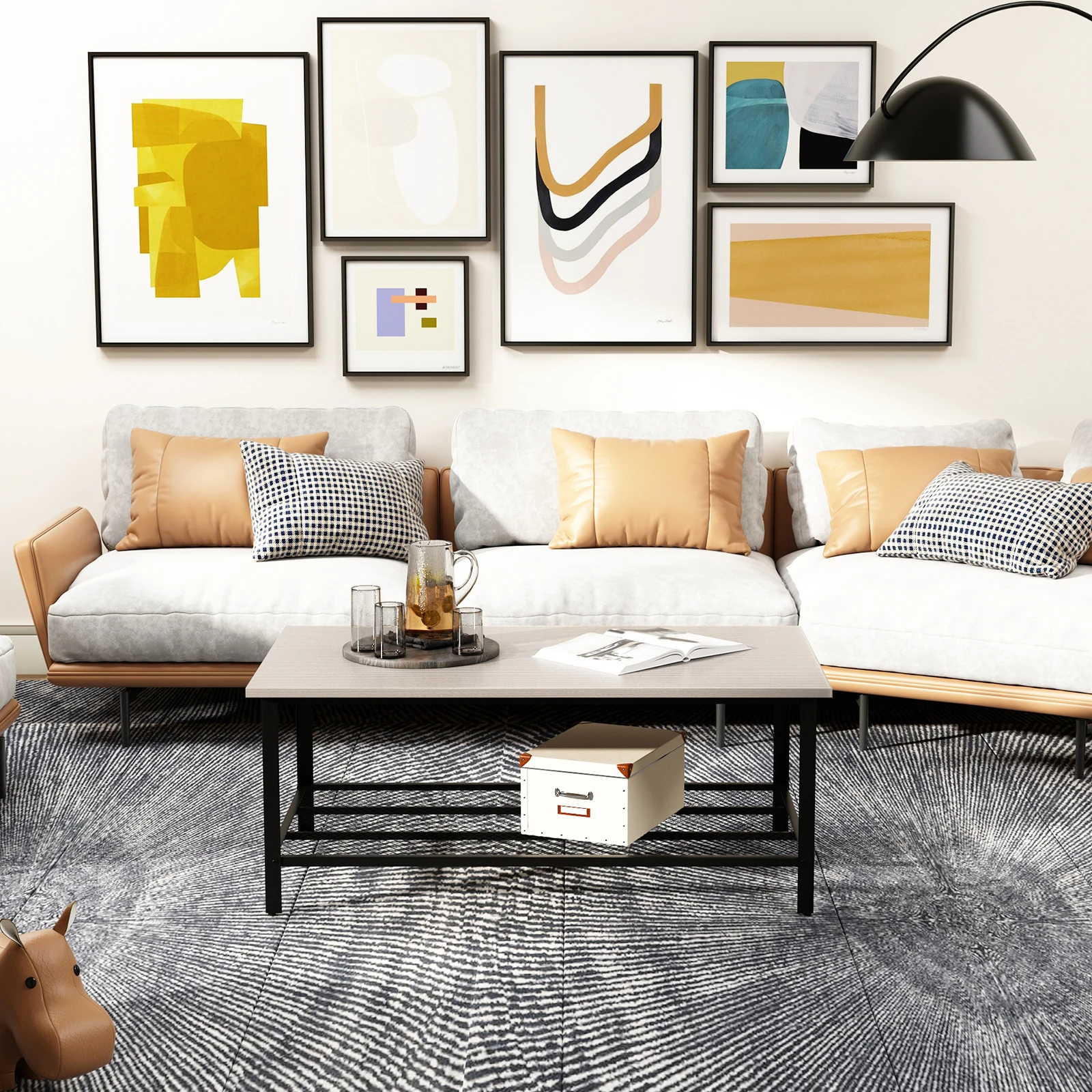 Side Table Living Room Furniture Square Wood Coffee Table Center Table