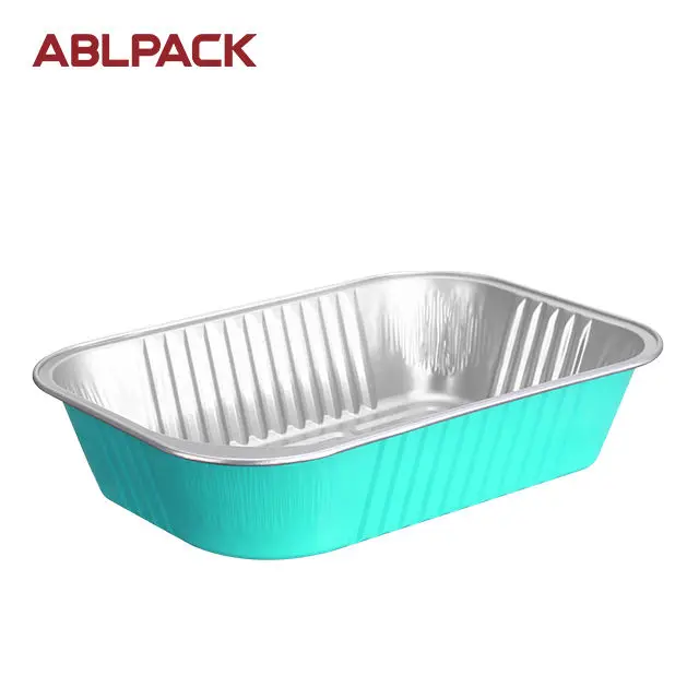 High Quality AblPack 620ml Fast Food Storage Aluminum Foil Packaging Rectangle Disposable Take Away Container