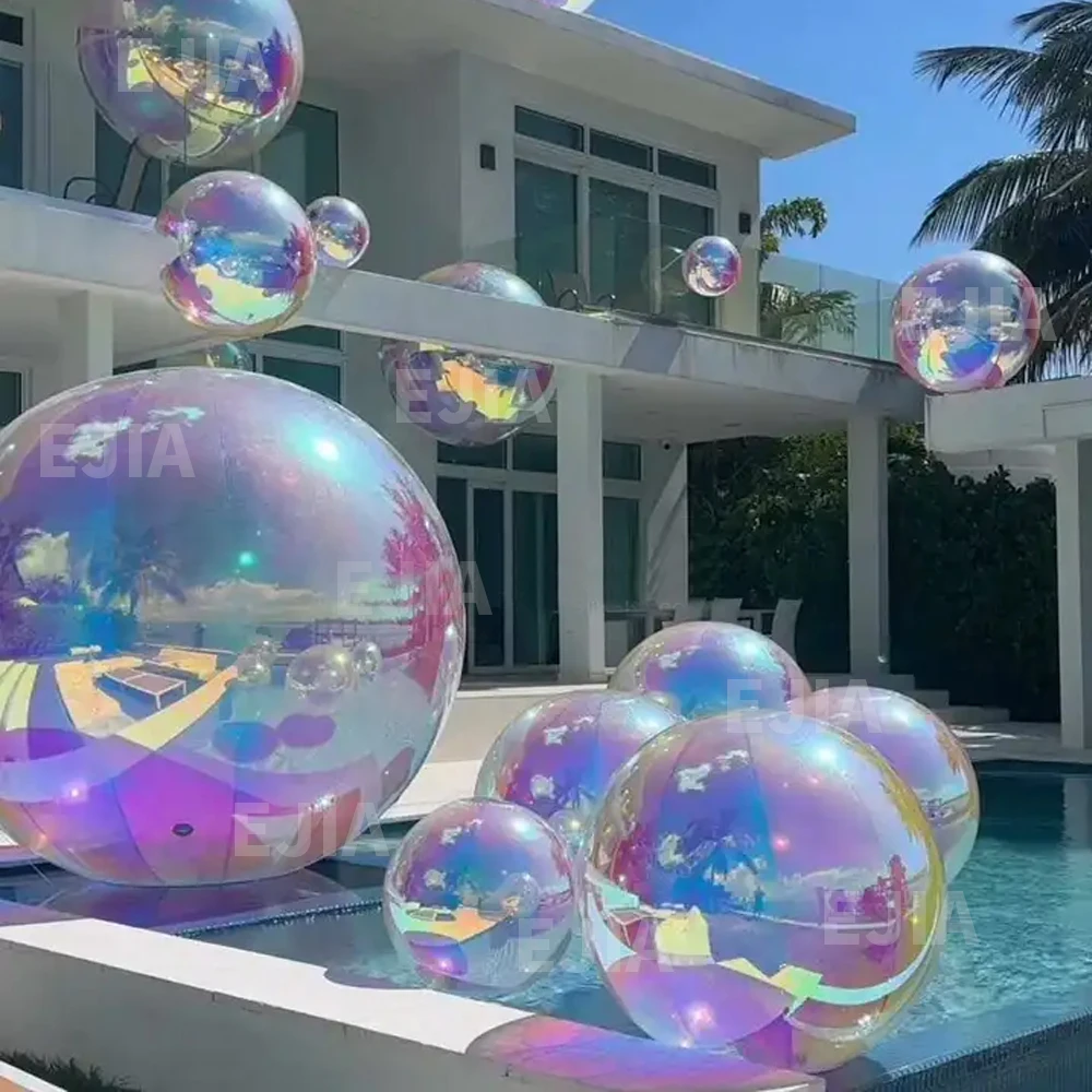 Fashion Attractive Design PVC Colorful Inflatable Mirror Ball PVC Large Hanging Mirror Ball Disco Ball