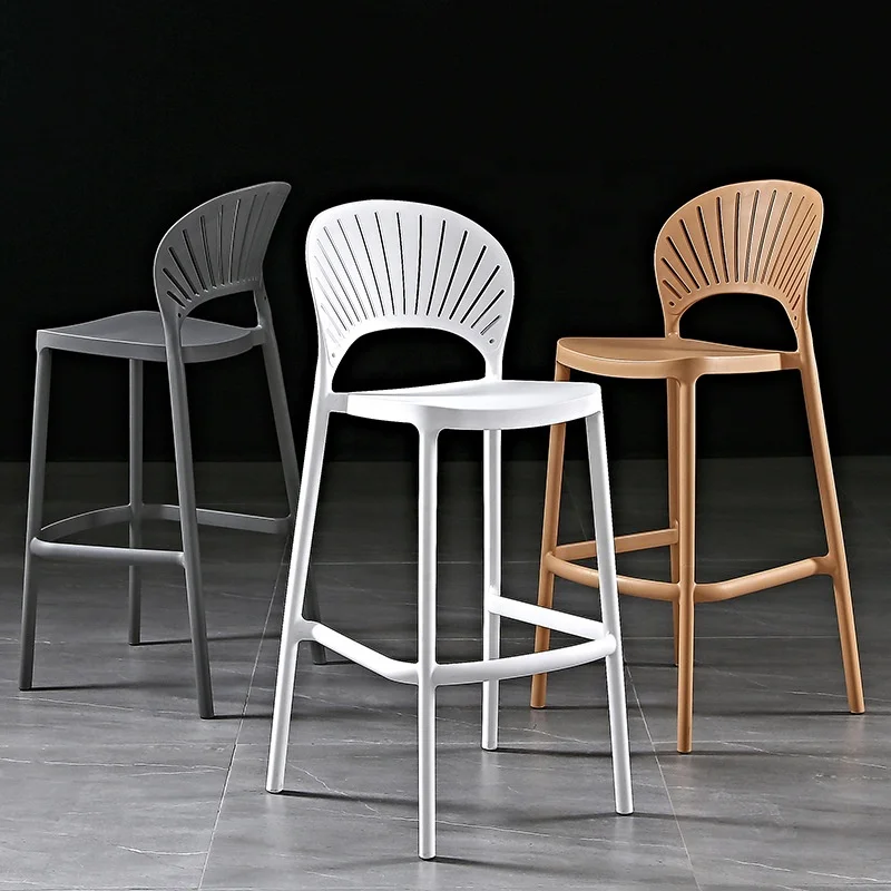 HE-020,Manufactory Modern Simple Plastic PP High Bar Chair Nordic Shell bar Chair Leisure Backrest Bar Chair