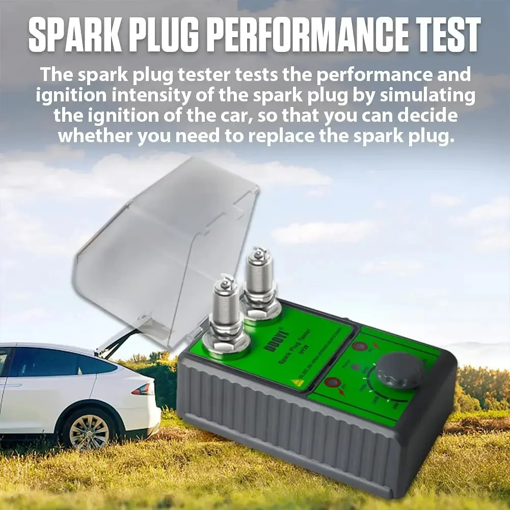 Spark Plug Tester Dual Holes Automotive Engine Ignition Coil Tester 0 to 6000RPM Adjustable Working Frequency Car Motorcycle