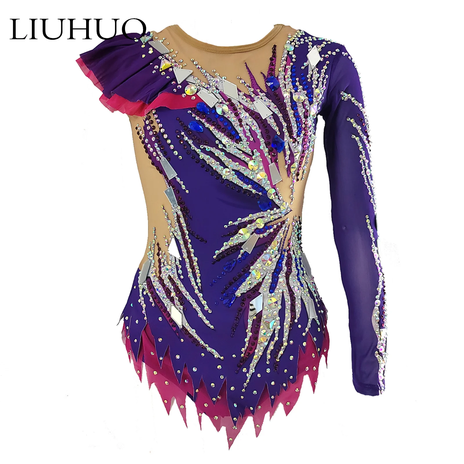 LIUHUO Hot Sale Rhythmic Gymnastics Leotards Manufacturers Direct Sales Artistic Gymnastics Wear Competition Clothes Purple