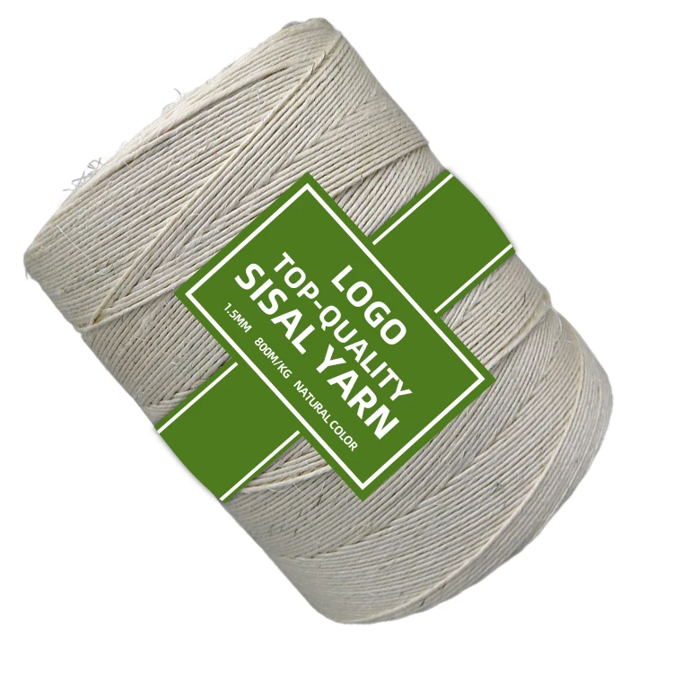 100% Nature Sisal Yarn 800m/kg Natural Fiber Yarn Sisal Thread Spun Yarn of Excellent Accuracy