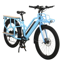 Removbale 48v 17.5ah li-ion battery 500w family cargo belt drive electric bicycle