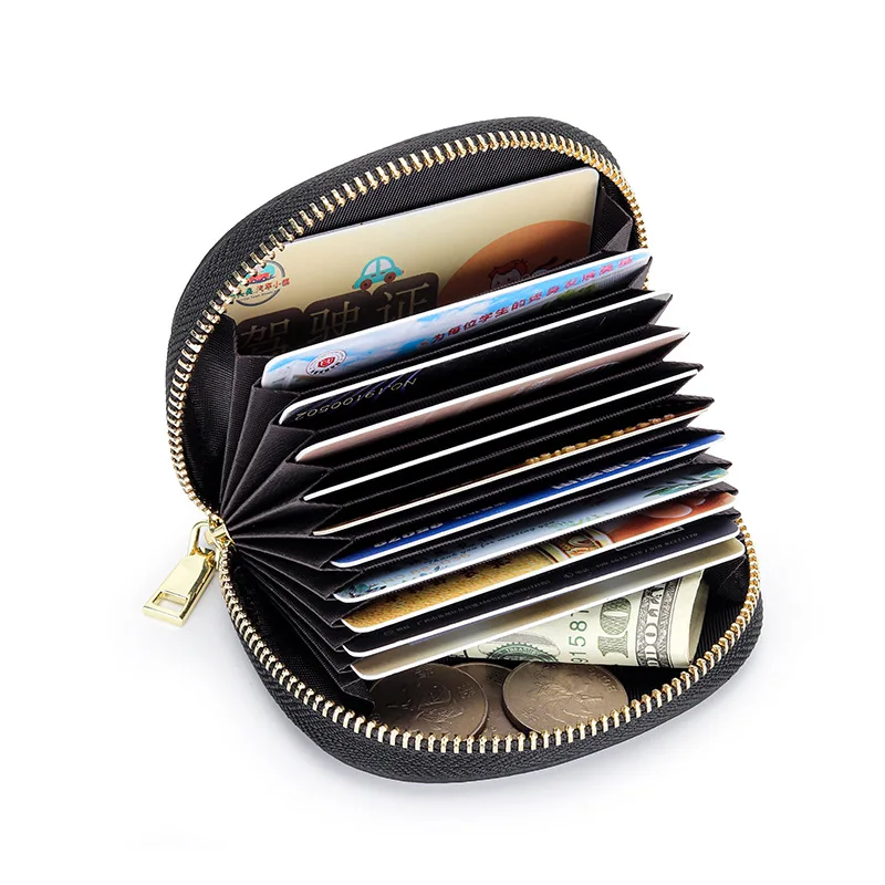 Cute Creative Ladies Zipper Designer Mini Women Wallet Genuine Leather Credit Card Carder with Coin Purses For Girls
