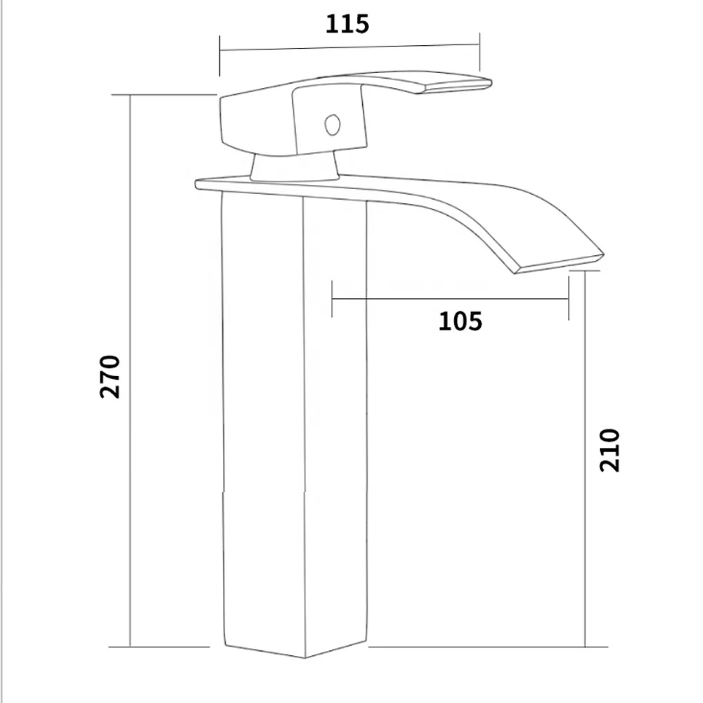Hot Sale Style New Design Single Lever Brass Mixer Chrome Waterfall Tap Bathroom Wash Basin Faucet