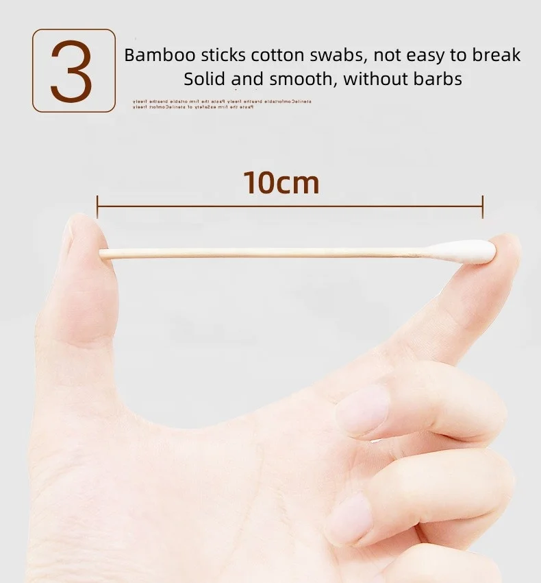 100% Pure Cotton Sterile Medical Single Tip 10cm Applicators Wooden Stick Cotton Swabs