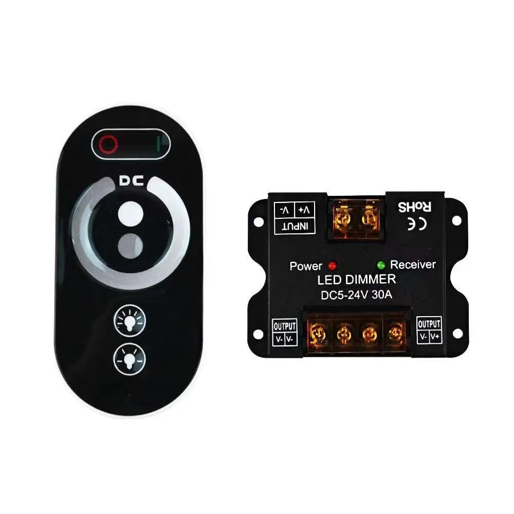 DC12-24V 30A PWM 10A/CH RF Wireless Single Color LED Strip Lights Dimmer 6-Keys Touch Remote Control Wireless Slide Remote