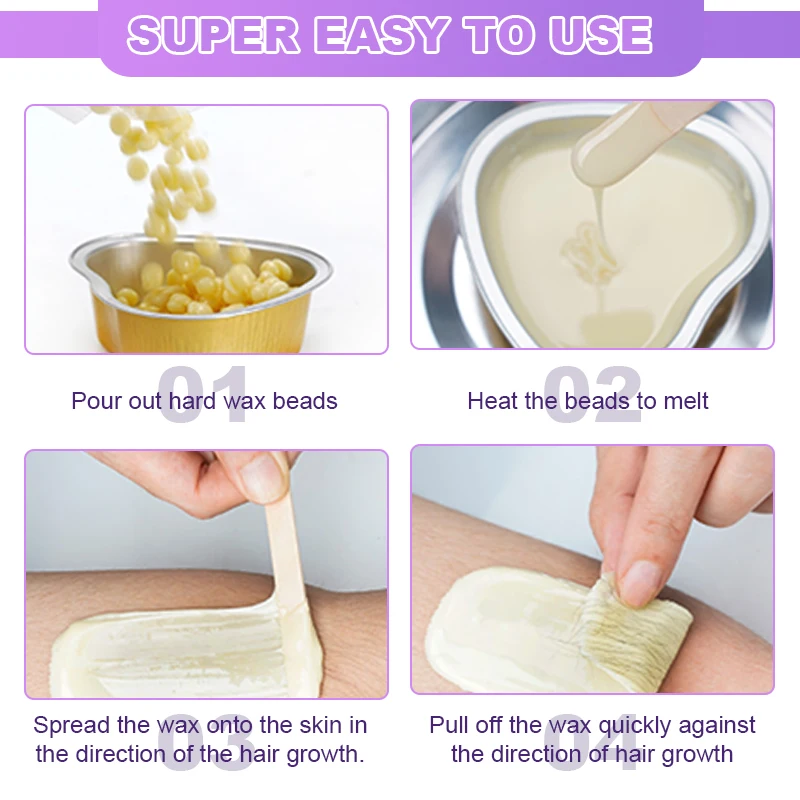 2024 Hot Sale Hard Wax Beads for Hair Removal Natural Gentle Wax for Brazilian Bikini Beginners and Professional Beauty Salon