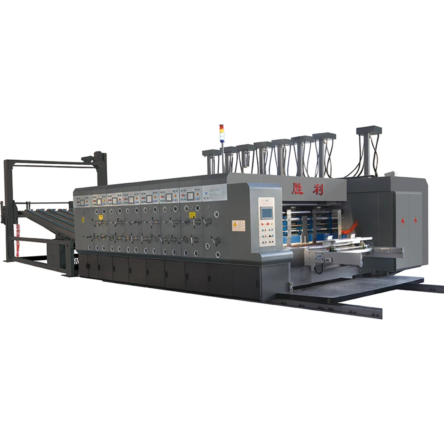 GYK1270 corrugated cardboard 4 color flexo printer slotter and rotary die cutter folder gluer machine