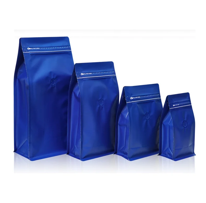 Custom 100g 150g 250g 500g 1kg Pla Biodegradable Side Gusset Flat Bottom Beans Packaging Compostable Coffee Bag With Valve