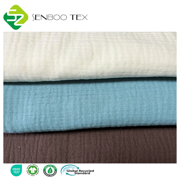 GOTS Certified 100% Organic Cotton High Quality 3 Ply Gauze Woven Blanket Soft Lightweight Garments for Boys Girls 180gsm