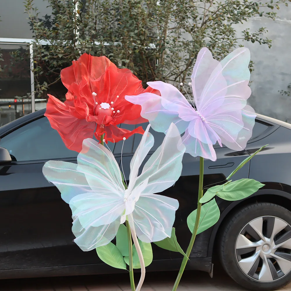 Big Size Artificial Flower Silk Yarn Artificial Butterfly 50cm/19.69inch Butterfly Wedding Party Decorative Butterfly Home Decor