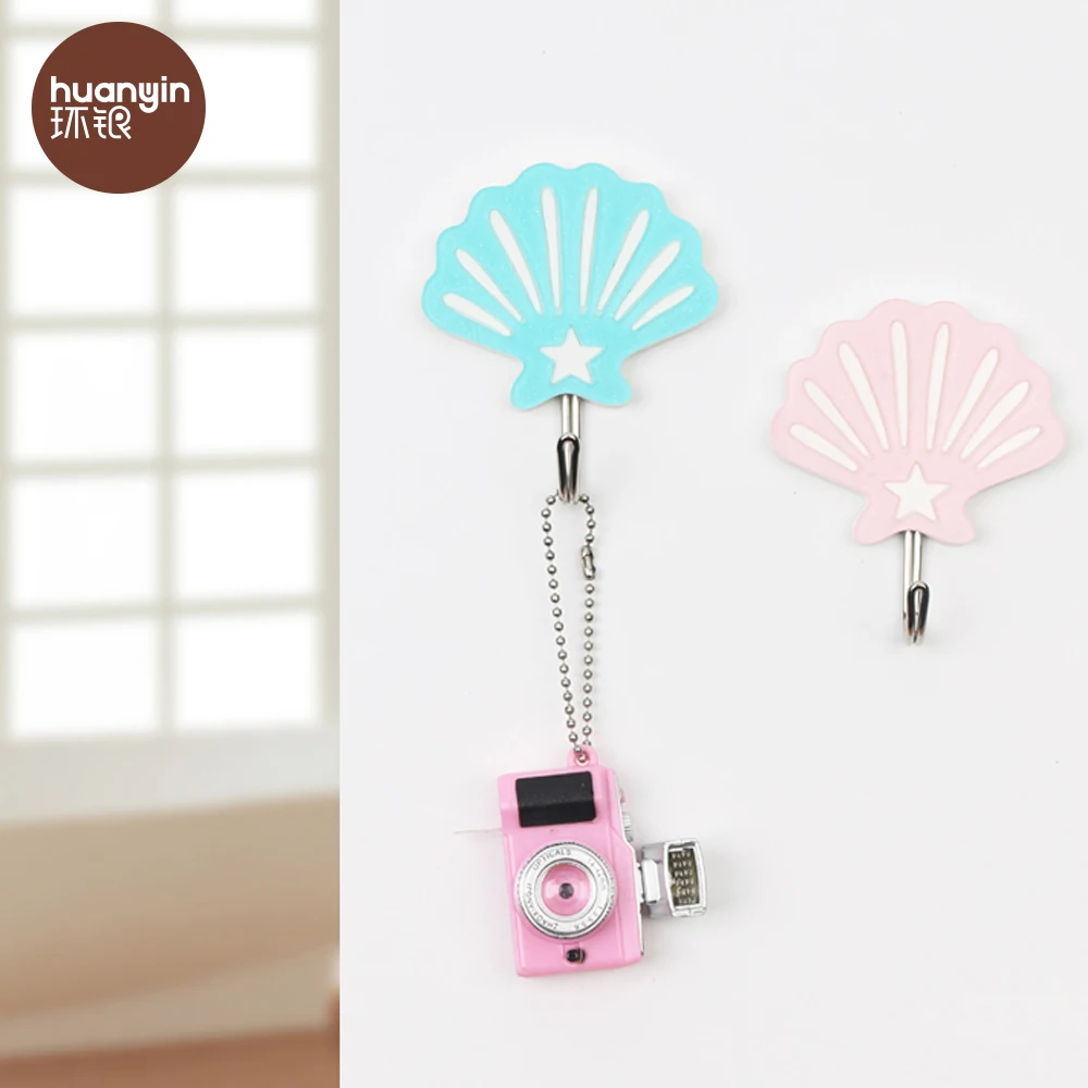 Mini plastic colorful acrylic shell  wall hanger hook