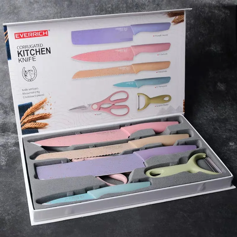  Набор цветных ножей CHKnife из шести предметов Подарочный цветной кухонный нож нержавеющей стали для дома и