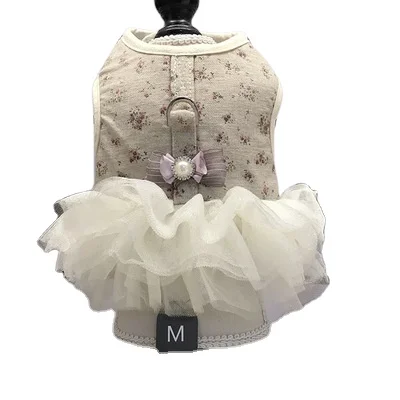Pearl Clothing Cute Adjustable Supplier Kawaii Wedding Small Pet Harness Inspired Design Dog Coat With Harness Hole