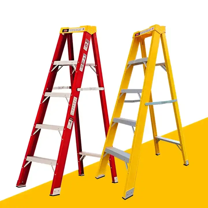 Low priced fiberglass frame ladder household heavy-duty ladder double-sided insulated ladder