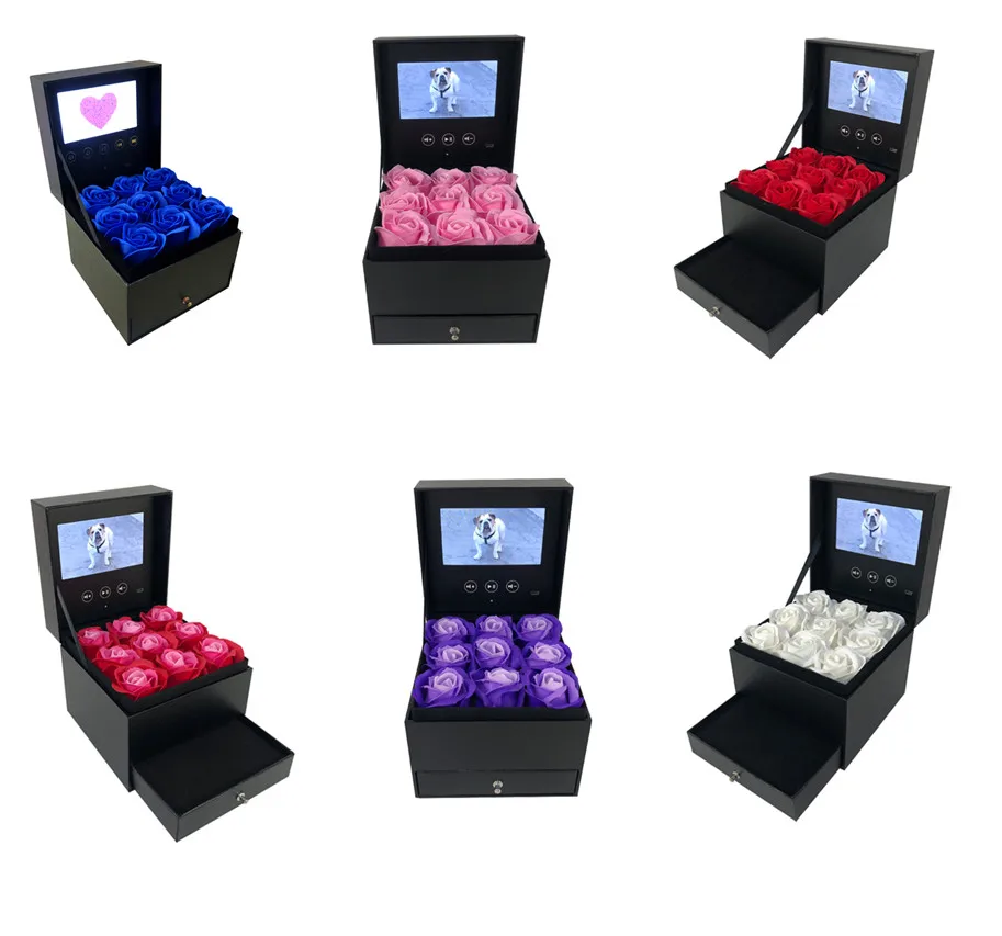 Playing Your Video Lcd Screen Flower Box Novelty Corporate Gifts Set Creative Romantic Unique Novelty Gift