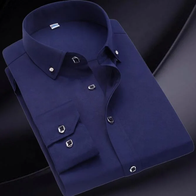 Мужская хлопковая рубашка с длинным рукавом