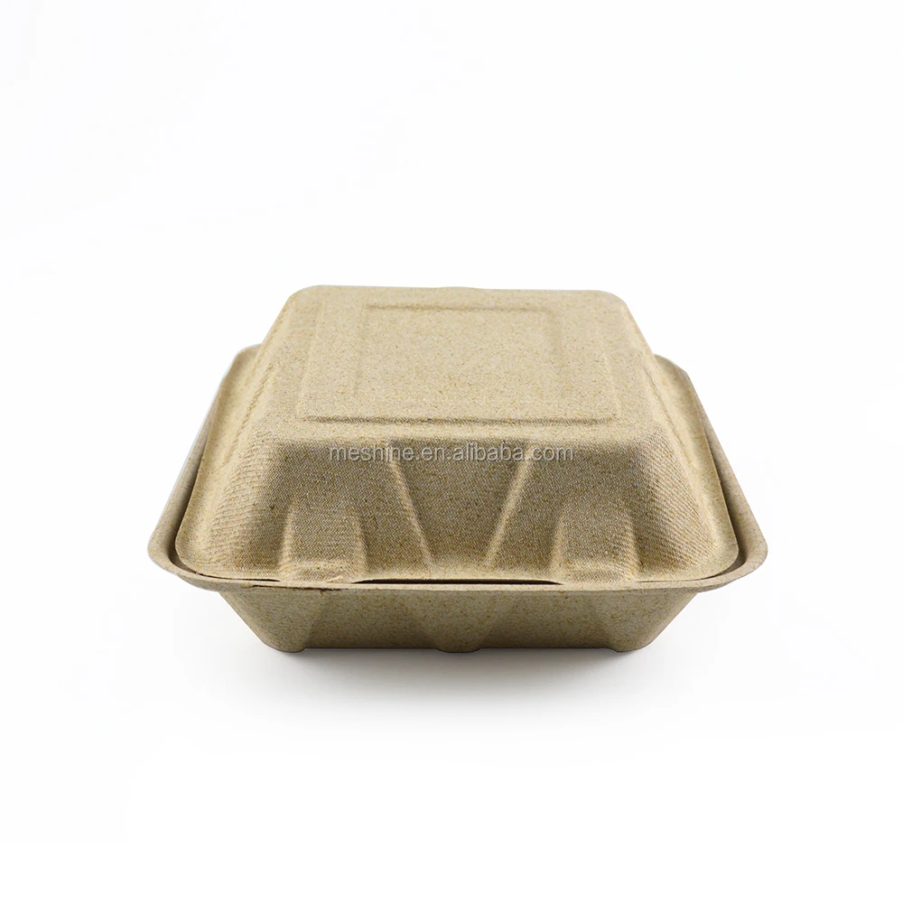 Food grade burger box bagasse clamshell container
