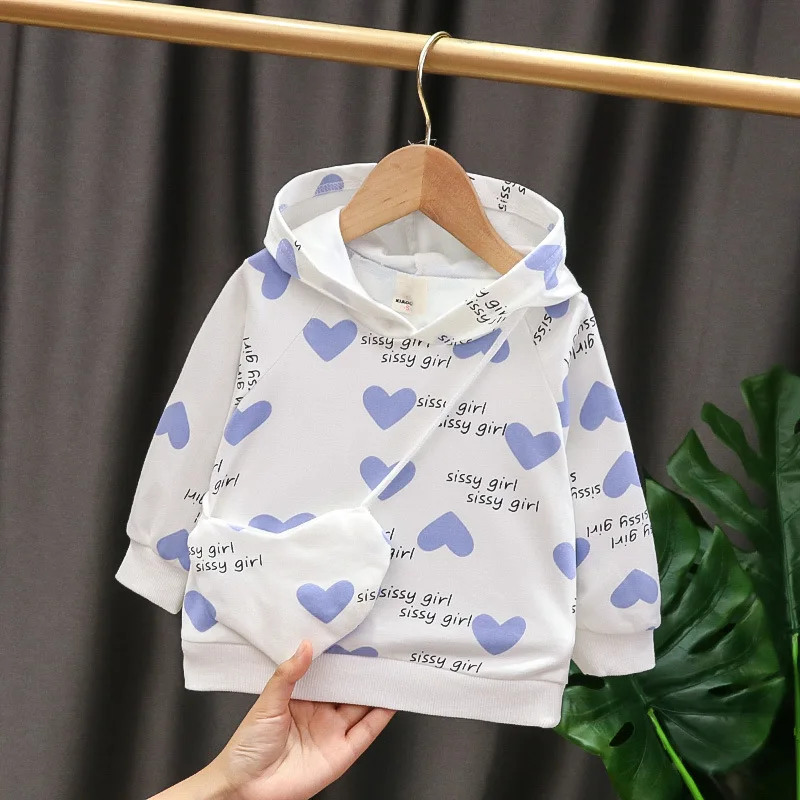 
IHJ755 Autumn Boy and girl cotton heart-shaped print Hoodies baby clothes 