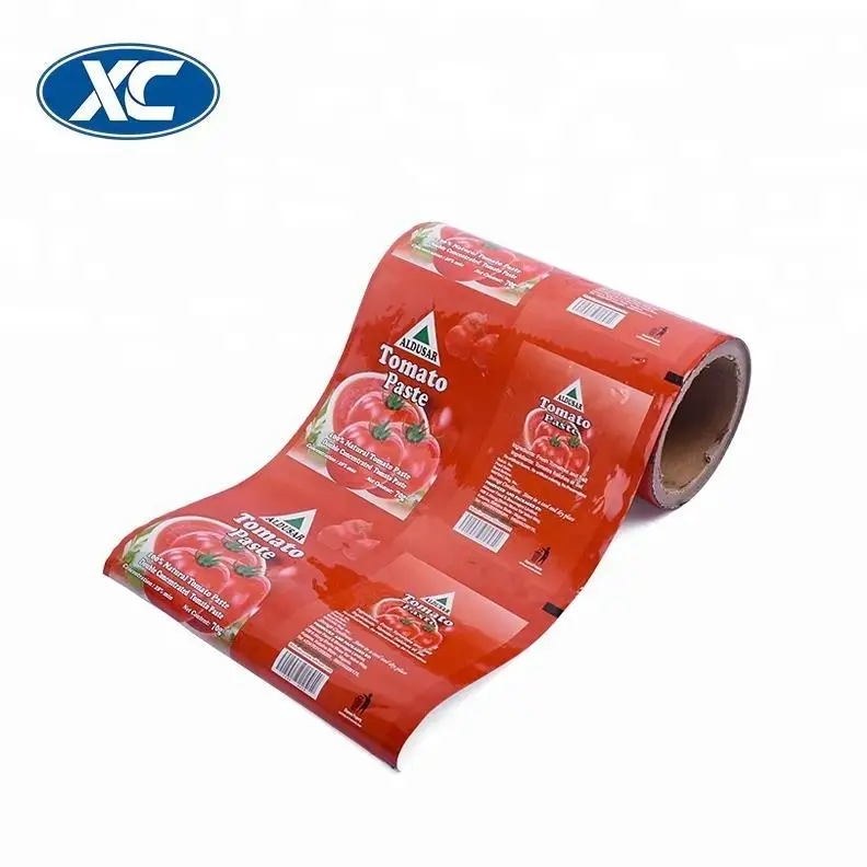 Customized Tomato Sauce Liquid  Sachet Packaging Material Foil Laminated Food Grade Plastic Film Roll Tomato Paste Packaging