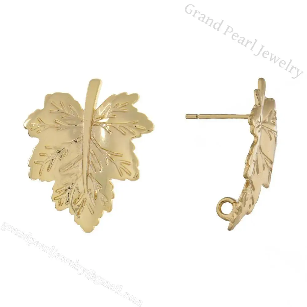 Custom Design Interesting Special Gold Plated Brass Leaf Gift Earrings For Women