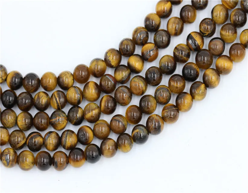 Haosiqi Wholesale High Quality Natural 8mm Brown Tiger Eye  Gemstone Tiger Eye Stone Beads For Jewelry Making