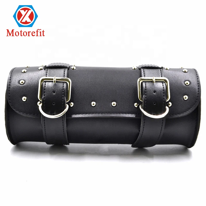 RTS Motorcycle Saddle Bags Black Brown Leather Motorbike Side Tool Tail Bag PU Luggage  Universal