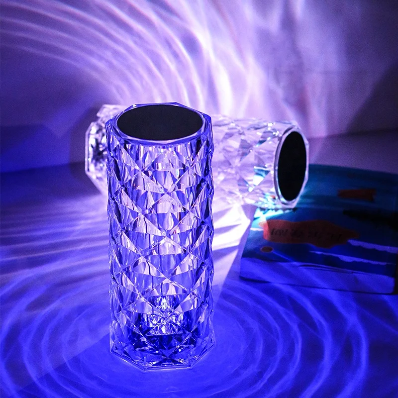 Modern Luxury LED Light Table Lamp Crystal Touch Control Decorative Lamp for Bedroom & Living Room Battery Operated