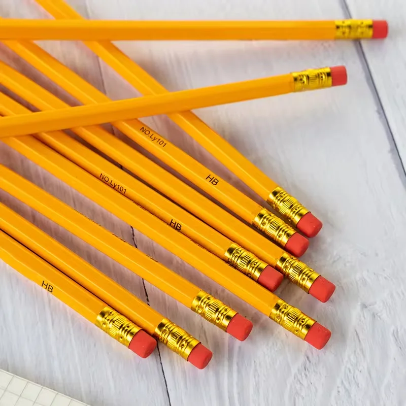 Wholesale School Stationery Supply Wooden Pencil Hexagonal Standard Pencils HB with Custom Logo Printed for Children