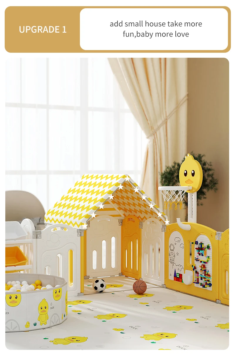 factory  customizable indoor playpen Plastic Foldable fence safety children  fence with gate and house  For Baby  and toddler
