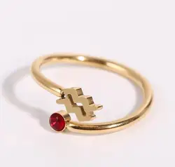 18k gold plated 12 birthstone pave stainless steel adjustable zodiac open rings for women