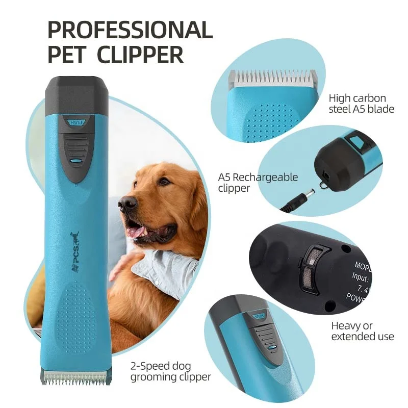 A5 2-Speeds Dog Grooming Clippers kit Professional Cordless Animal Dog Grooming Clippers with Detachable 7F 10# 30# Blades