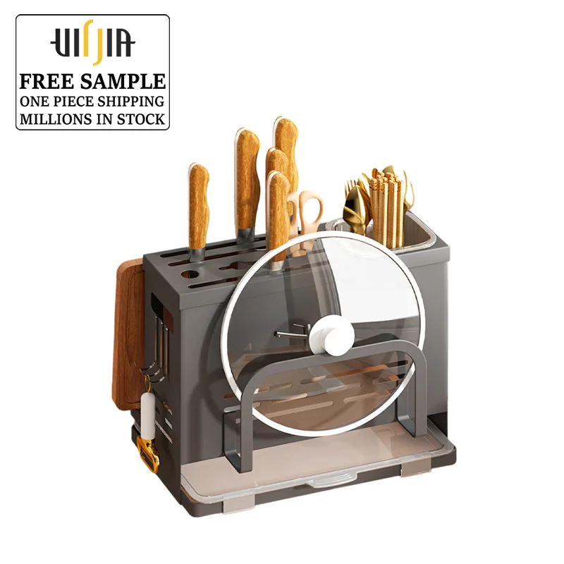 Kitchen Knife Fork Chopsticks Holder Pot Cover Rack Multifunctional Knife Block