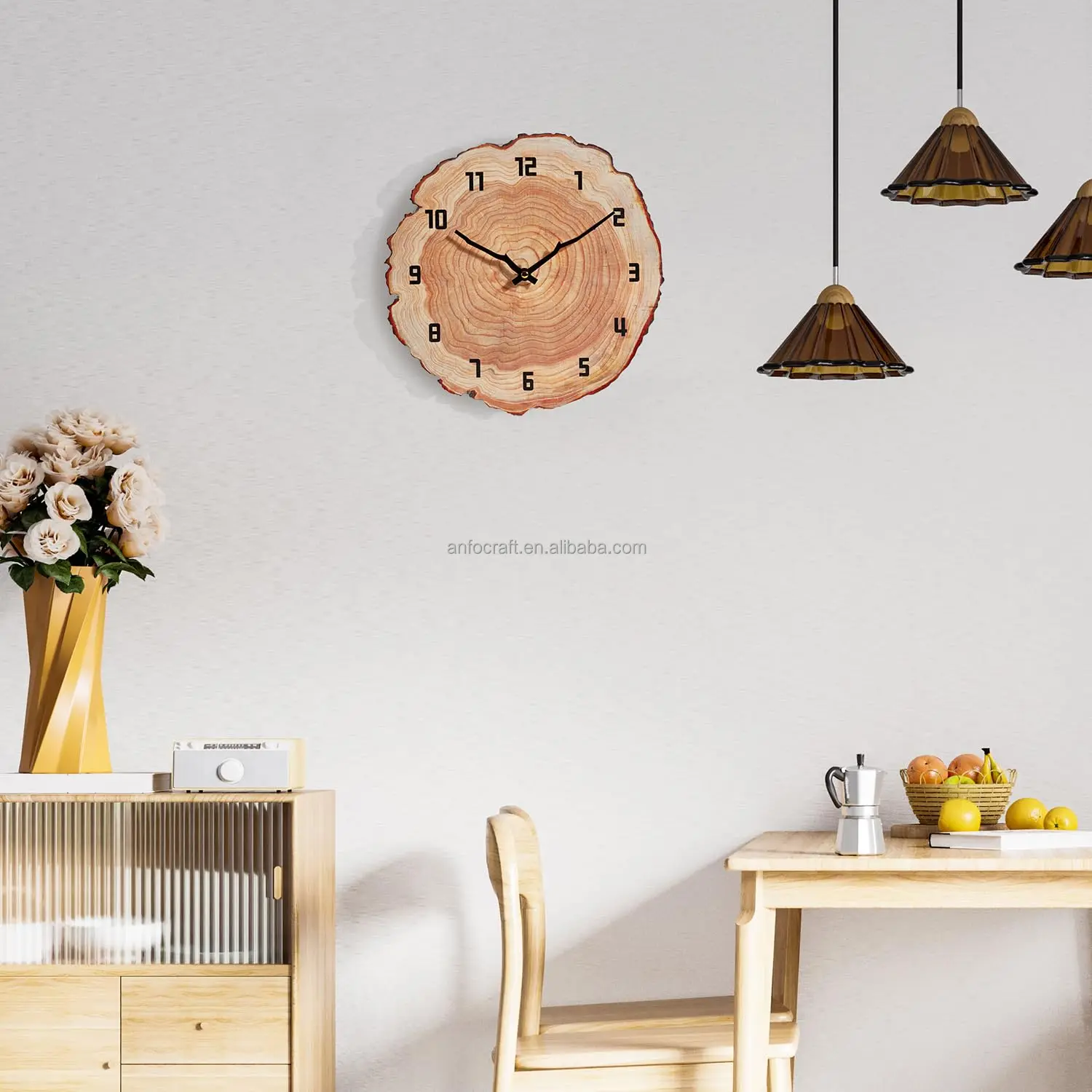 Modern 11-Inch Retro Design Antique Style Wooden Wall Clock Battery Operated Silent Non-Ticking for Living Room Single Face Form