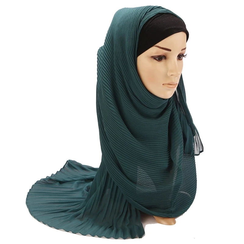wholesale crinkle muslim hijab dyed colorful chiffon scarves for women