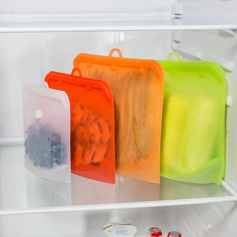 
2019 Amazon Hot Selling Airtight Seal Food Preservation Bags Leakproof Silicone BAG Containers Zip Lock Food Storage Bag 