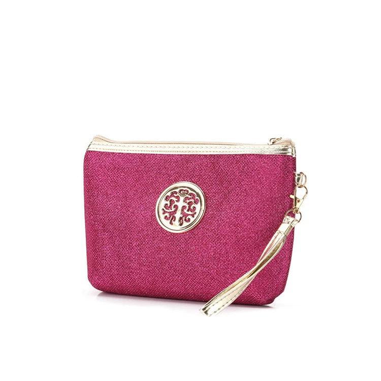 Luxury Fashion Women Rose Red Cosmetic Bag Makeup Pouch Bag