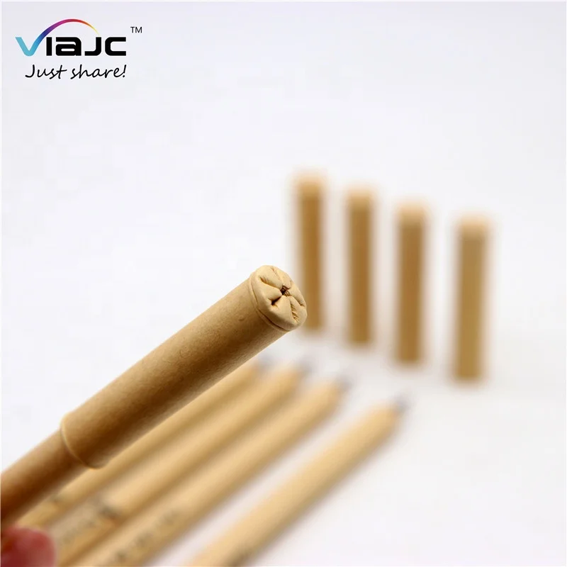 biodegradable logo custom flower pattern cap metal tip rolling recycled craft paper eco friendly pen