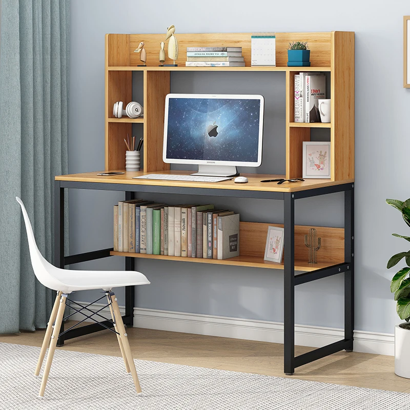 
Eco-friendly adult modern office home simple study office writing desk with book shelf 