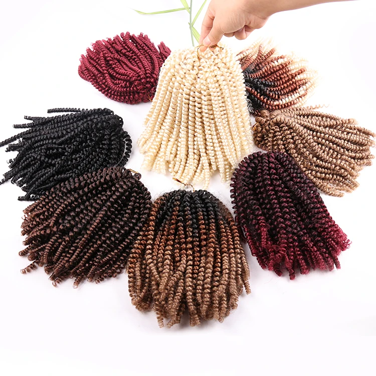 Burgndy Pre Looped Ombre Synthetic Micro Orange Curl Colored Braiding Crochet Spring Twist Hair