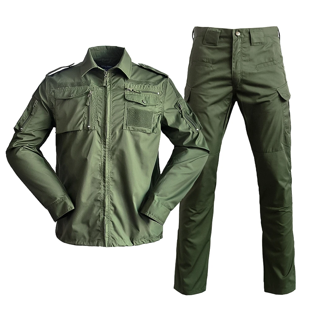 
Olive Green Camo Outdoor Military Combat 728 Gear Tactical Shirt + Pants Military Uniform Hunting Clothes Camo Clothing 