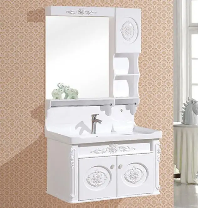 Simple Design PVC Material Bathroom Vanity Custom Storage Hotel Home Bathroom Furniture Plywood Vanity Bathroom Modern 38-46 in